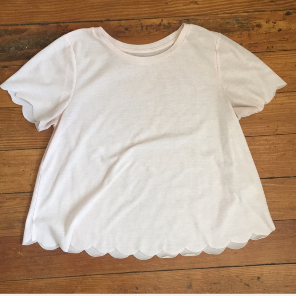 Gianni Bini Sheer Blush Scalloped Crop Top